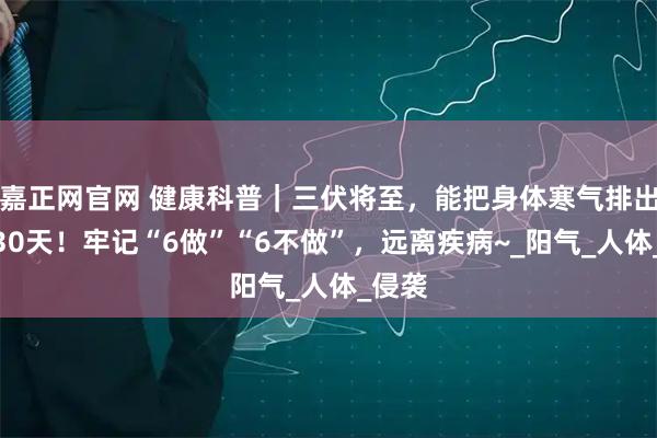 嘉正网官网 健康科普｜三伏将至，能把身体寒气排出来的30天！牢记“6做”“6不做”，远离疾病~_阳气_人体_侵袭