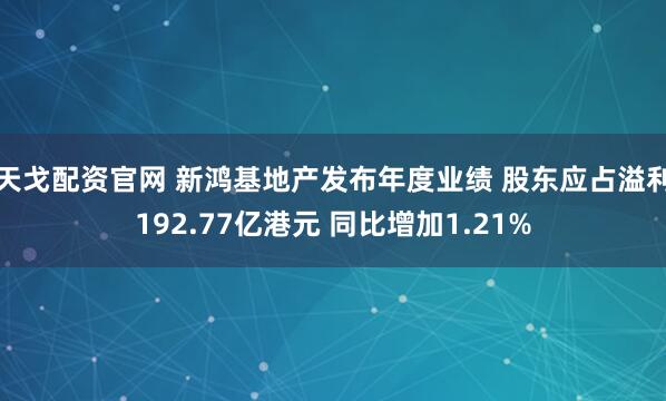 天戈配资官网 新鸿基地产发布年度业绩 股东应占溢利192.77亿港元 同比增加1.21%